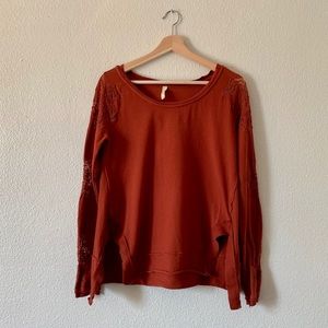 Free People Open Back Lace Sweatshirt